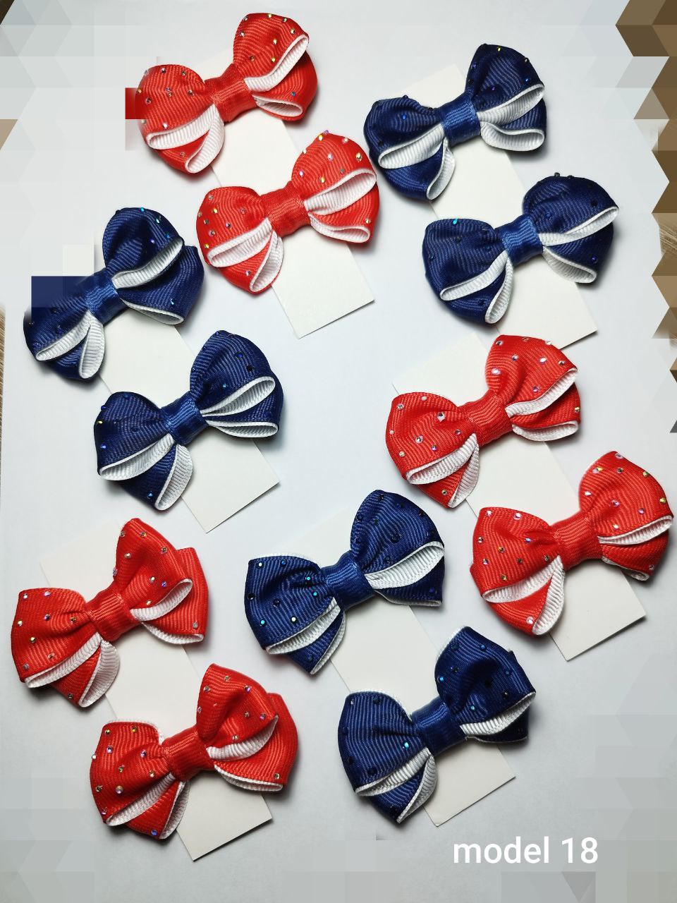 About us blue and red bows